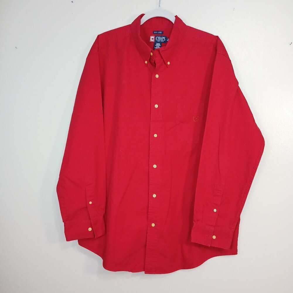 MENS CHAPS EASY CARE VARMOUTH RED BUTTON DOWN, SIZE 18 XL
